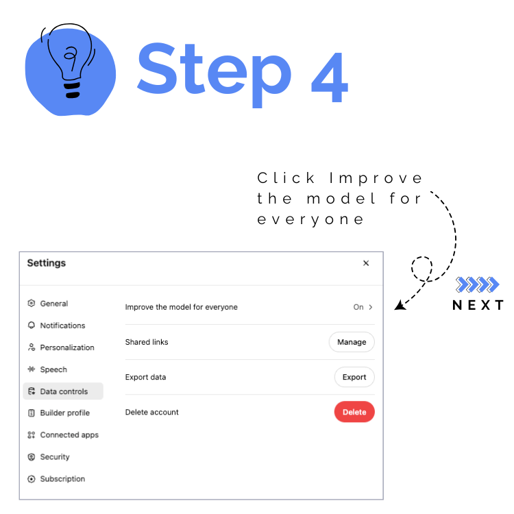Step 4 Chat GPT Tip - Data Privacy
