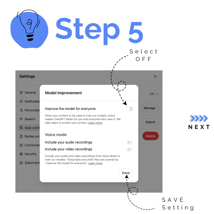 Step 5 Chat GPT Tip - Data Privacy