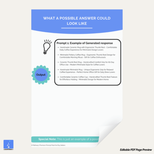 AI-generated examples of Etsy product titles using the SEO title formula prompt
