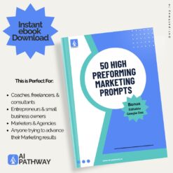 Download 50 AI marketing prompts for high-converting content, 50 High-Performing Marketing Prompts Ebook for Coaches, Entrepreneurs, and Marketers
