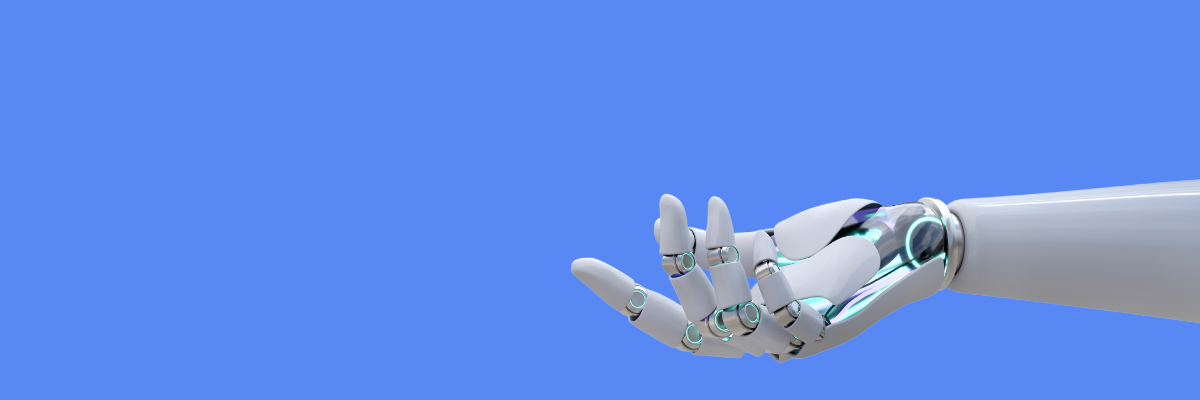 Robotic hand reaching toward human in AI-powered learning illustration - Practical AI Training for Non-Tech Professionals