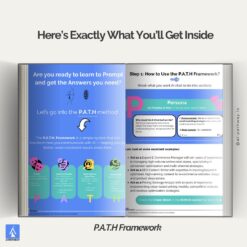 Inside spread of AI Prompting ebook showing PATH framework introduction and visual steps Title: Learn the PATH Framework for AI Prompting