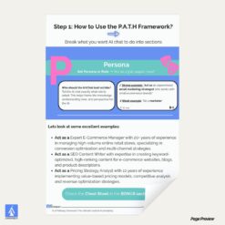 Sample page from the ebook showing how to set AI personas using the PATH framework