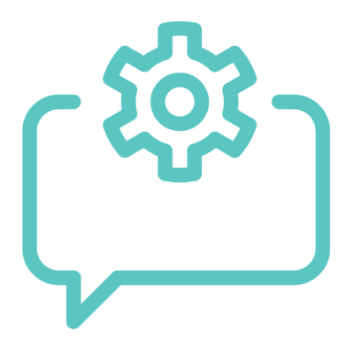 Settings icon inside a prompt chat bubble