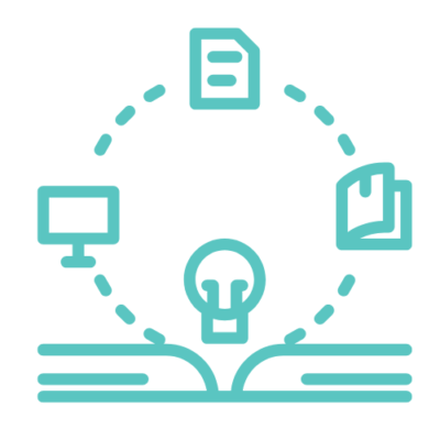 Open book with lightbulb and digital icons representing AI resource toolkit